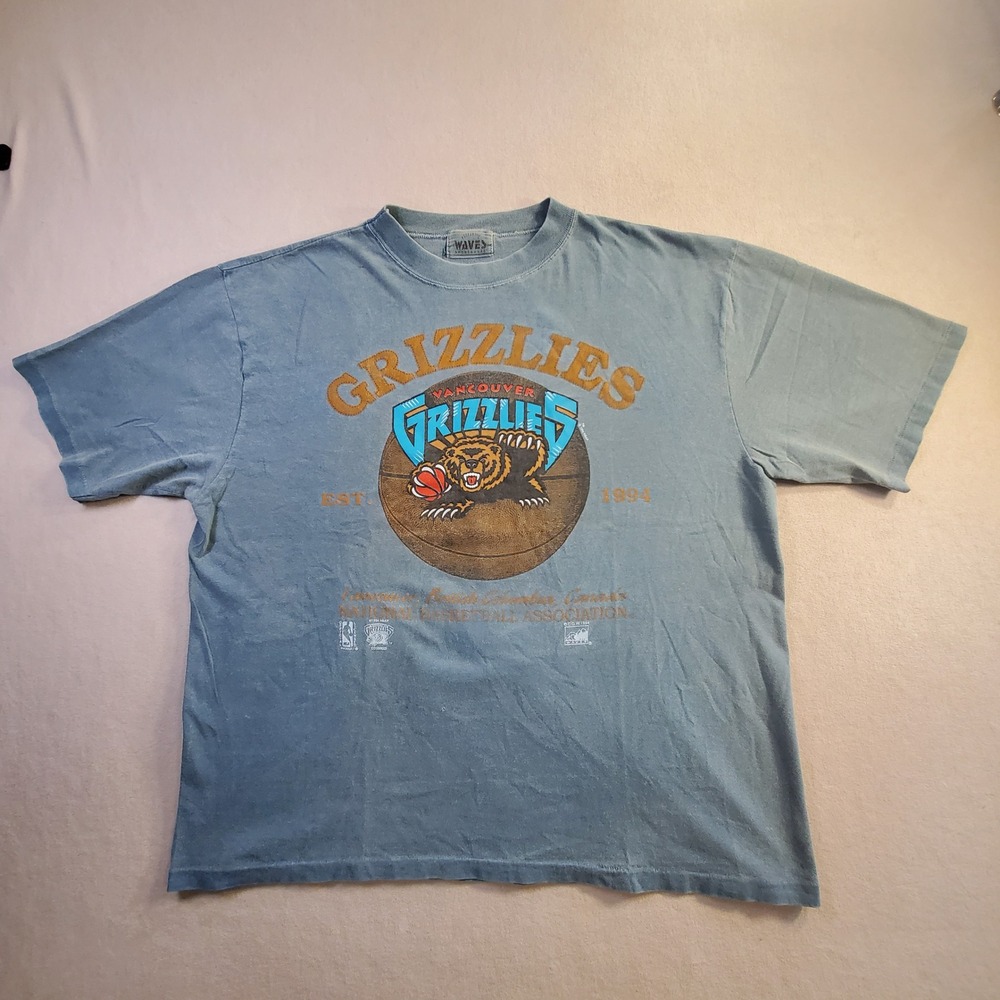 Vintage Vancouver Grizzlies NBA T Shirt XL Big Logo Fade Teal Basketball Tee